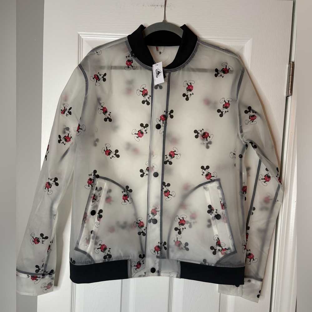 Disney Translucent Mickey Mouse Bomber Jacket in Black & Red